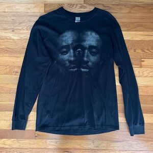Gildan Black Long-Sleeve Tee with Tupac (2Pac) Shakur Graphic